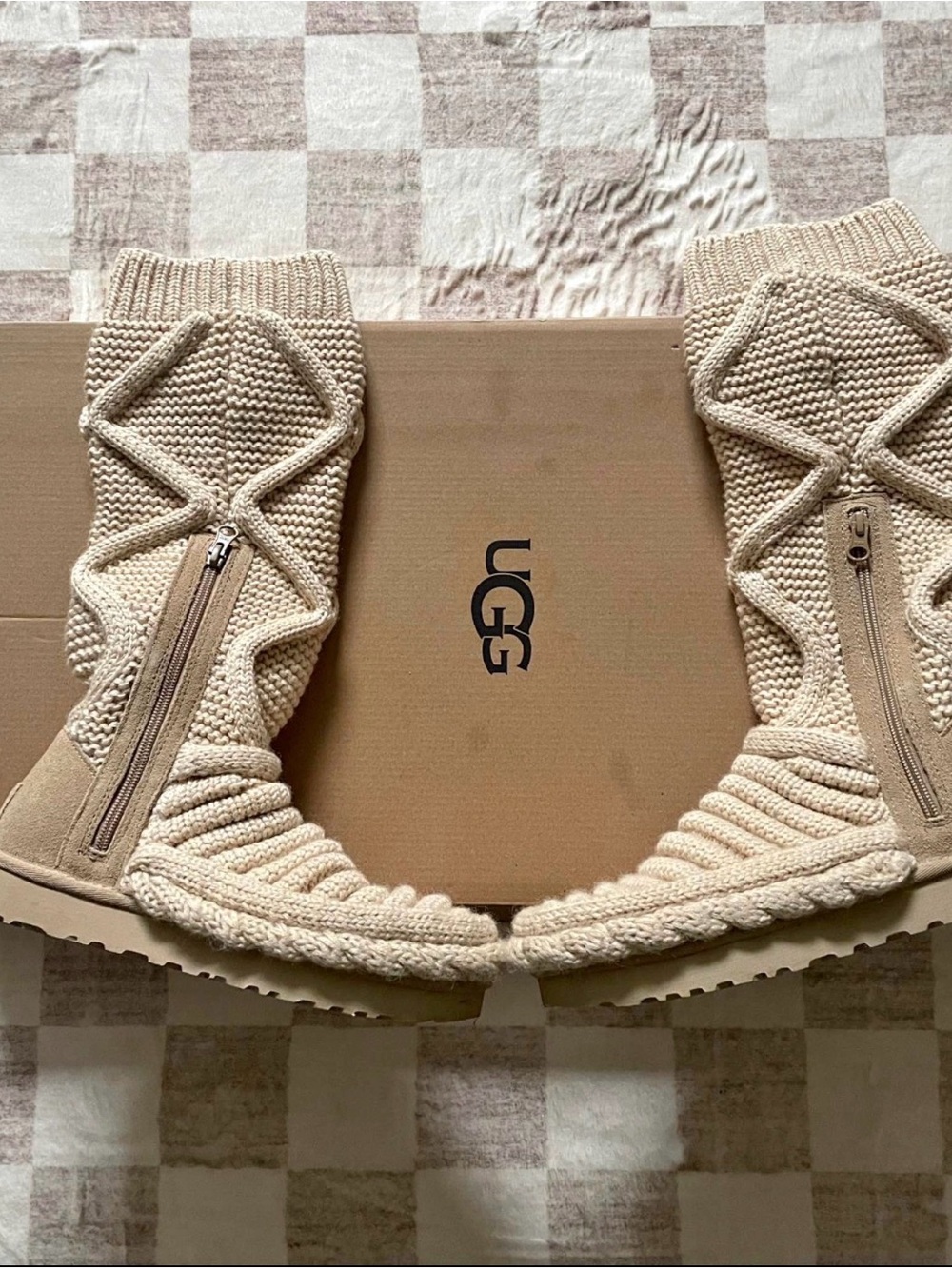 UGG Women's Knit Zip Boots in Cream
